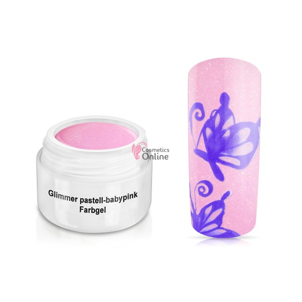 Gel UV Jolifin color cu sclipici Glimmer Pastell Baby Pink 5 ml